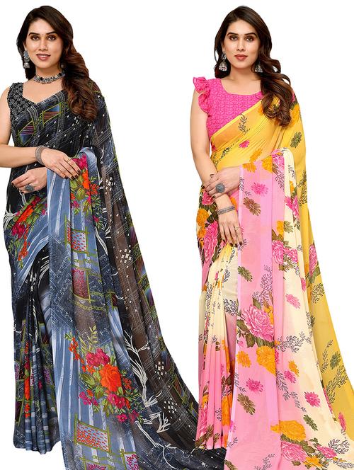 pack of 2 casual wear sarees - 21440468 - Very Small Image - 1