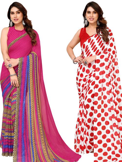 women pack of 2 casual wear combo sarees with blouse - 21440479 - Very Small Image - 1