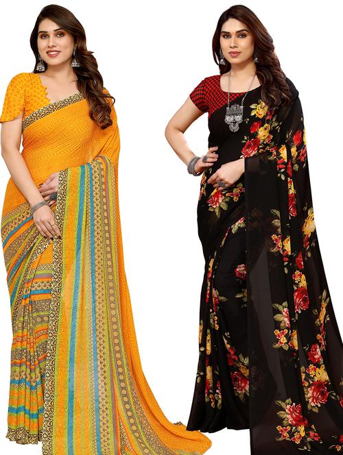 pack of 2 printed casual wear sarees - 21440482 - Very Small Image - 1