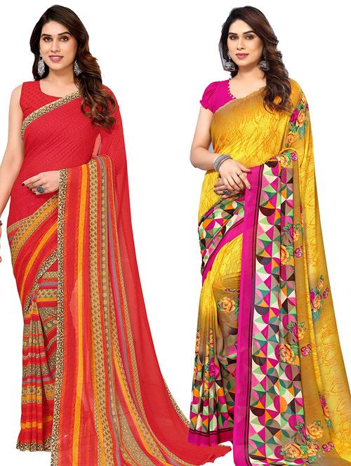 women pack of 2 casual wear combo sarees - 21440483 - Very Small Image - 1