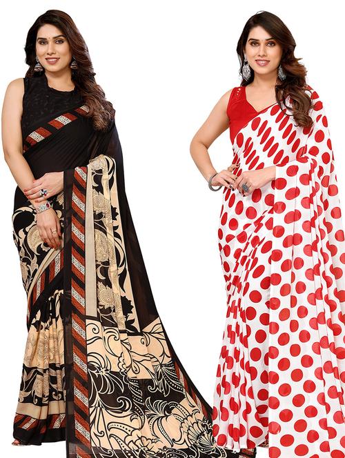 pack of 2 casual wear combo sarees with blouse - 21440489 - Very Small Image - 1