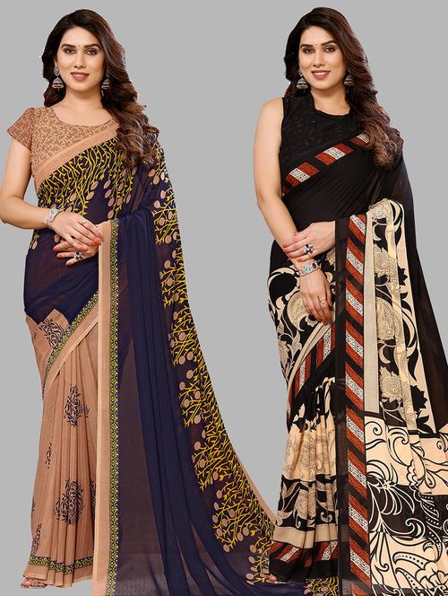 pack of 2 casual wear combo sarees with blouse - 21440491 - Very Small Image - 1