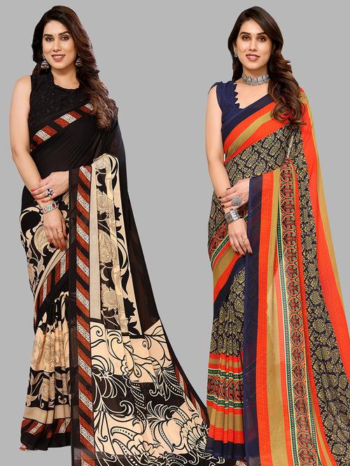 pack of 2 casual wear combo sarees with blouse - 21440495 - Very Small Image - 1