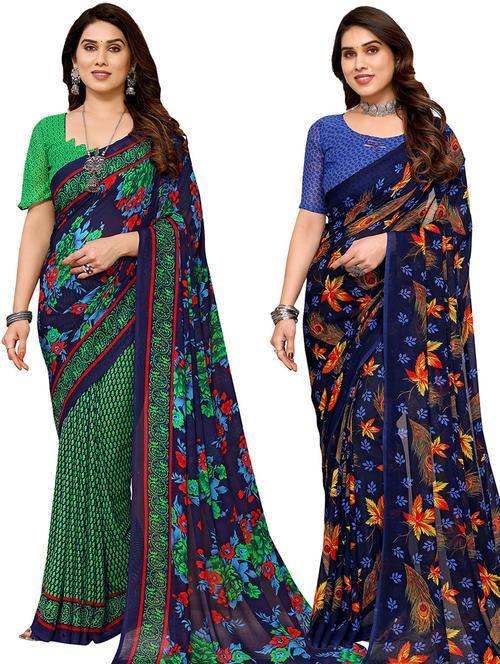 pack of 2 printed sarees - 21440511 - Very Small Image - 1