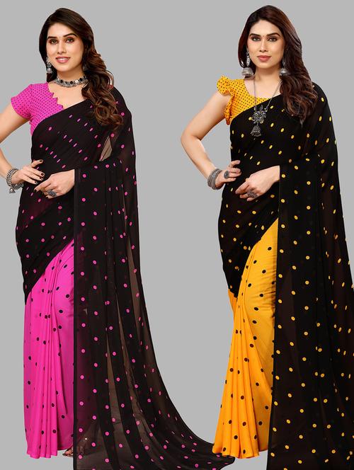pack of 2 casual wear combo sarees with blouse - 21440512 - Very Small Image - 1