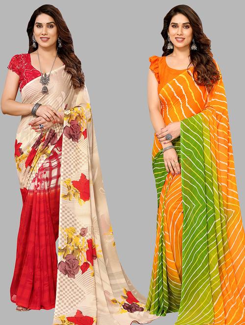 women pack of 2 casual wear sarees - 21440514 - Very Small Image - 1