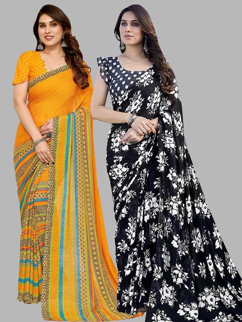 pack of 2 casual wear combo sarees with blouse - 21440518 - Very Small Image - 1