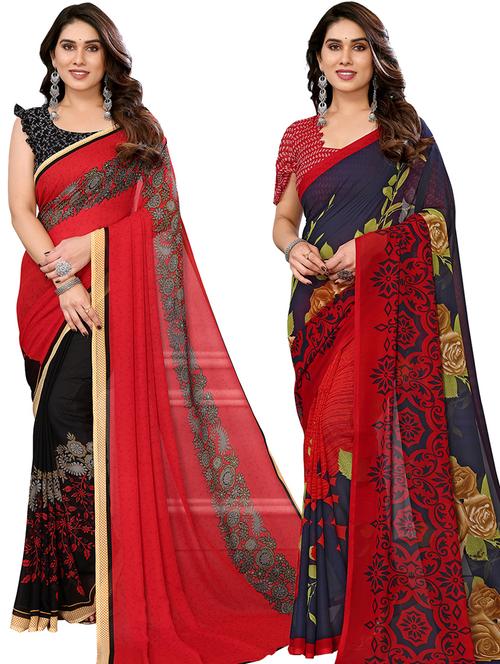 pack of 2 casual wear combo sarees with blouse - 21440519 - Very Small Image - 1