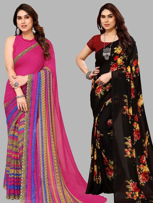 women pack of 2 casual wear sarees - 21440524 - Very Small Image - 1