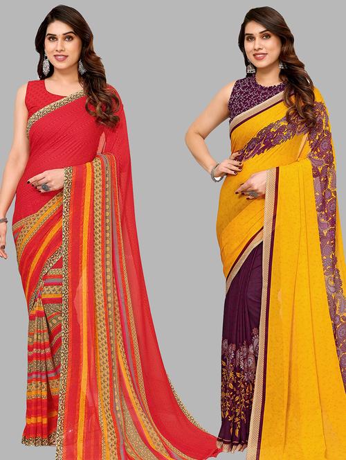 women pack of 2 casual wear sarees - 21440530 - Very Small Image - 1