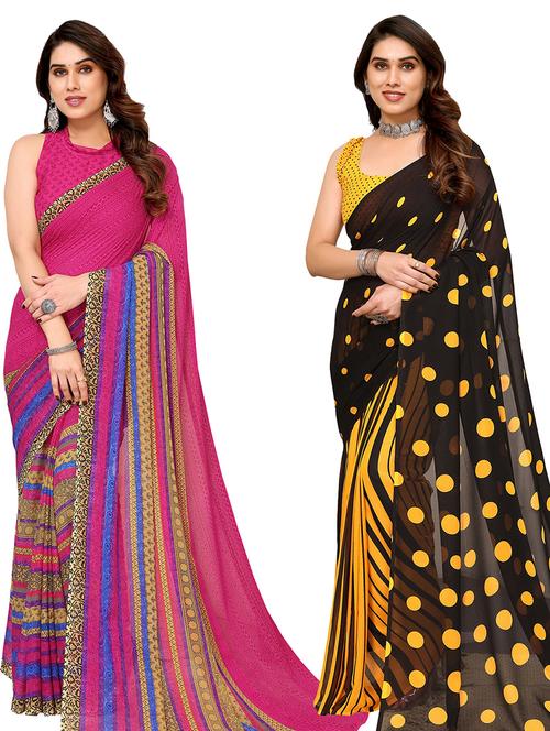 women pack of 2 printed casual sarees - 21440539 - Very Small Image - 1