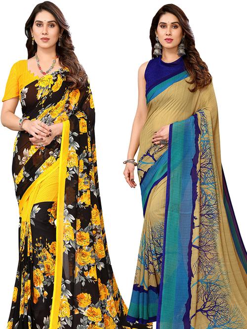 pack of 2 printed sarees - 21440547 - Very Small Image - 1