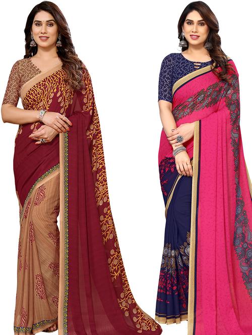 women pack of 2 casual wear sarees - 21440549 - Very Small Image - 1