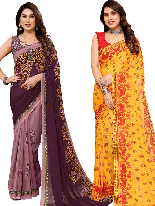 women pack of 2 casual wear sarees - 21440550 - Very Small Image - 1