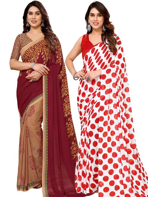 pack of 2 casual wear combo sarees with blouse - 21440557 - Very Small Image - 1