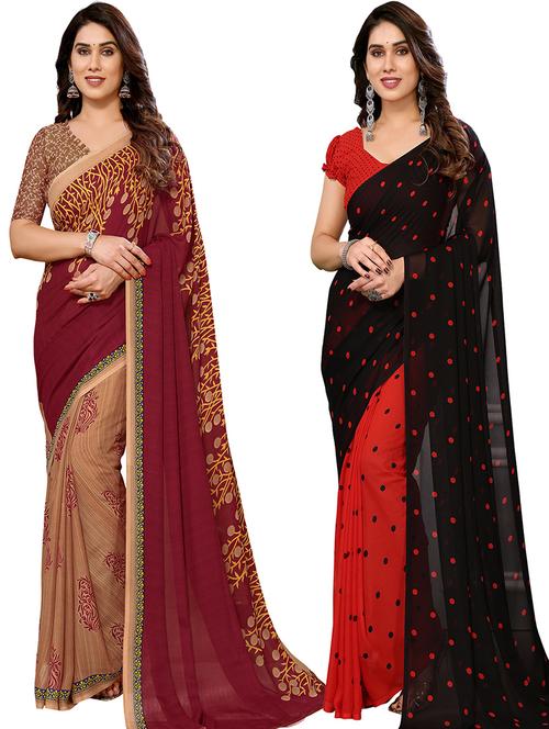women pack of 2 printed casual sarees - 21440571 - Very Small Image - 1