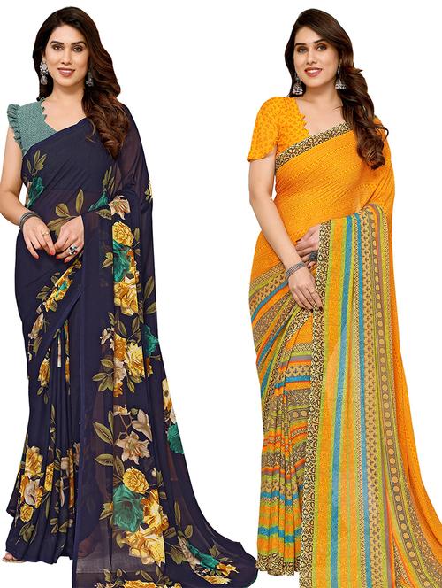 pack of 2 printed sarees - 21440572 - Very Small Image - 1