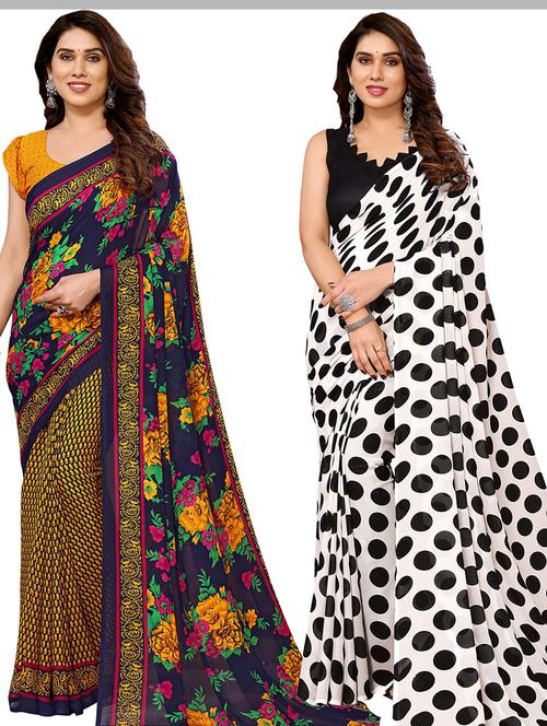 pack of 2 women printed sarees with blouse - 21440576 - Very Small Image - 1