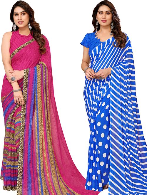 women pack of 2 printed casual sarees - 21440577 - Very Small Image - 1