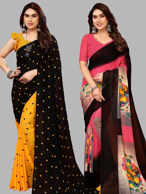 women pack of 2 printed casual sarees - 21440581 - Very Small Image - 1