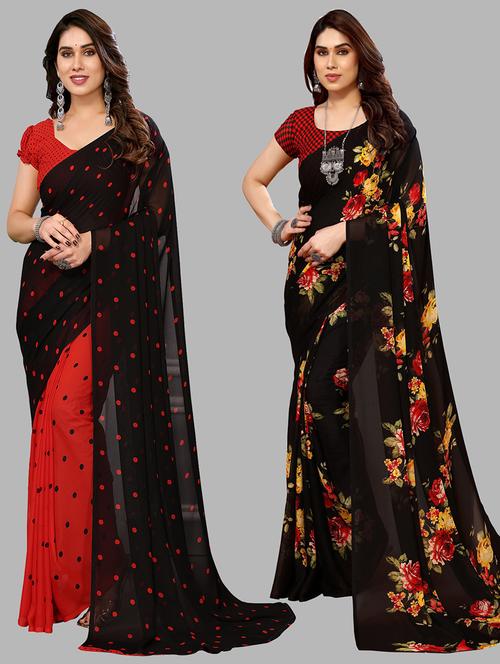 women pack of 2 printed casual sarees - 21440589 - Very Small Image - 1