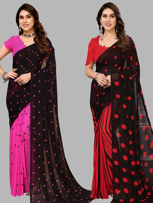 pack of 2 casual wear combo sarees with blouse - 21440592 - Very Small Image - 1