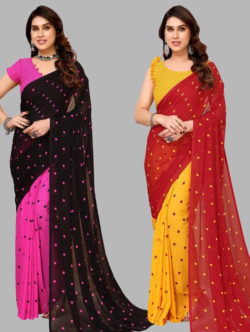 pack of 2 printed casual wear sarees - 21440593 - Very Small Image - 1
