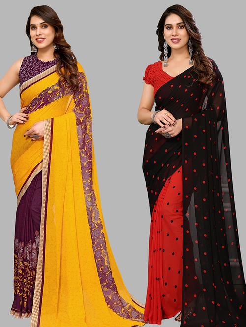 women pack of 2 casual wear sarees - 21440594 - Very Small Image - 1