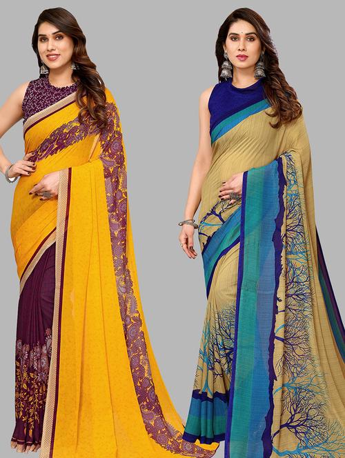 women pack of 2 casual wear sarees - 21440596 - Very Small Image - 1
