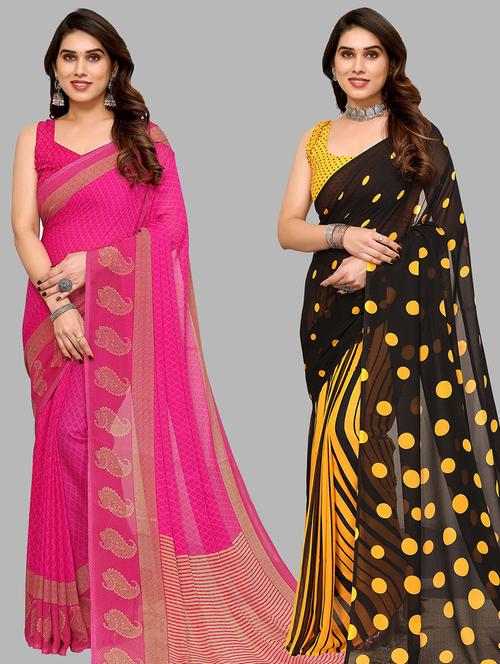 pack of 2 printed sarees - 21440598 - Very Small Image - 1