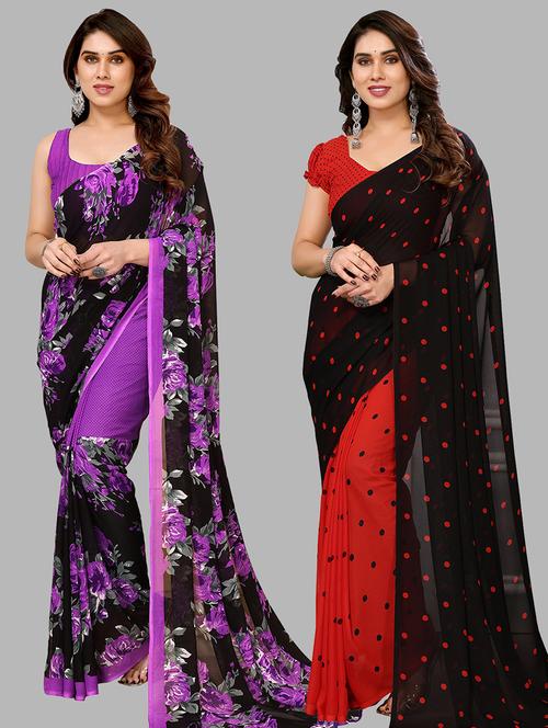 women pack of 2 casual wear sarees - 21440606 - Very Small Image - 1