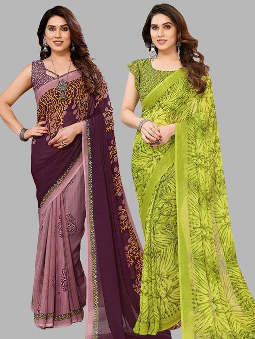 women pack of 2 casual wear sarees - 21440611 - Very Small Image - 1