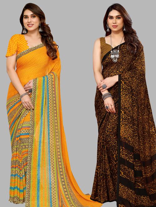 women pack of 2 casual wear sarees - 21440616 - Very Small Image - 1