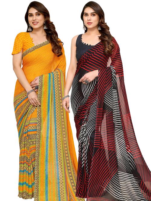 women pack of 2 casual wear sarees with blouse - 21440617 - Very Small Image - 1