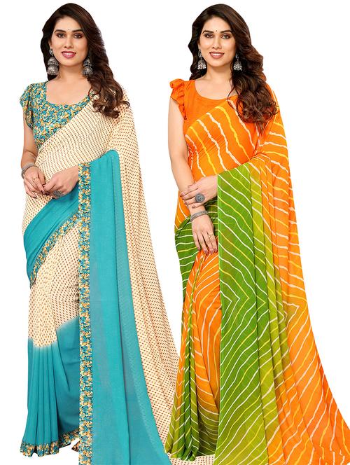pack of 2 casual wear combo sarees with blouse - 21440625 - Very Small Image - 1