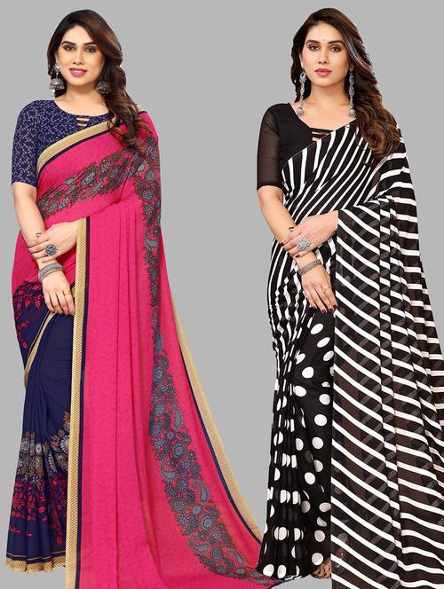 pack of 2 printed casual wear sarees - 21440628 - Very Small Image - 1