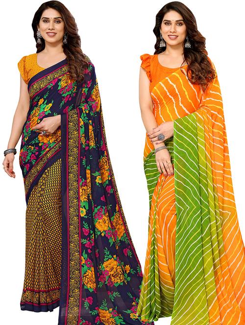 women pack of 2 casual wear sarees with blouse - 21440629 - Very Small Image - 1