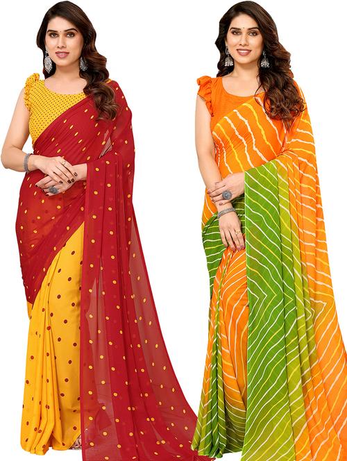 women pack of 2 casual wear sarees - 21440630 - Very Small Image - 1