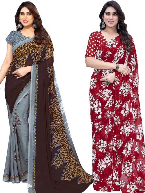 women pack of 2 printed casual sarees - 21440637 - Very Small Image - 1