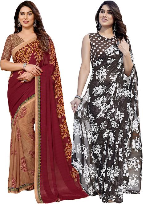 women pack of 2 casual wear sarees - 21440646 - Very Small Image - 1