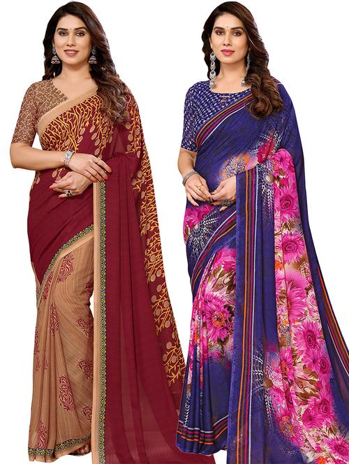 pack of 2 printed sarees - 21440647 - Very Small Image - 1