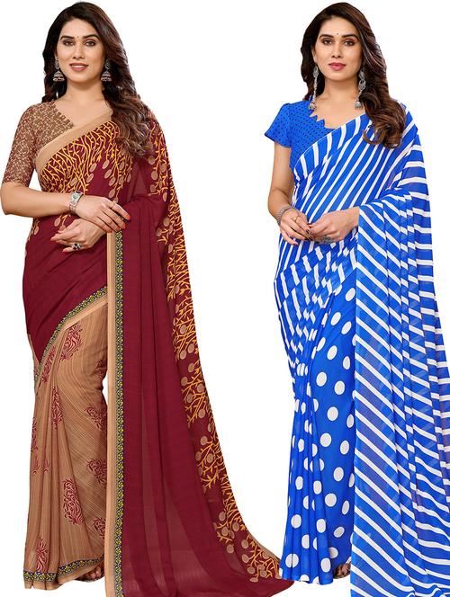 pack of 2 printed casual wear sarees - 21440649 - Very Small Image - 1