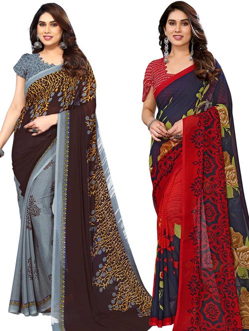 pack of 2 printed sarees - 21440652 - Very Small Image - 1