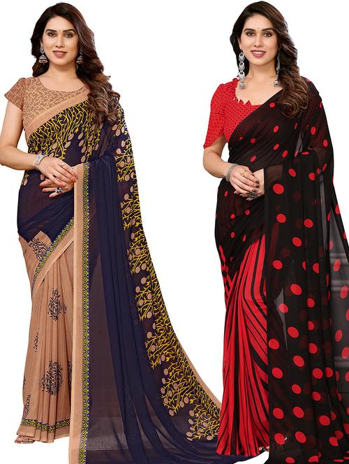 women pack of 2 casual wear sarees - 21440654 - Very Small Image - 1