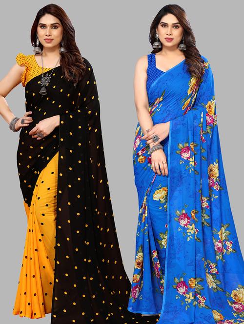 women pack of 2 casual wear sarees - 21440659 - Very Small Image - 1