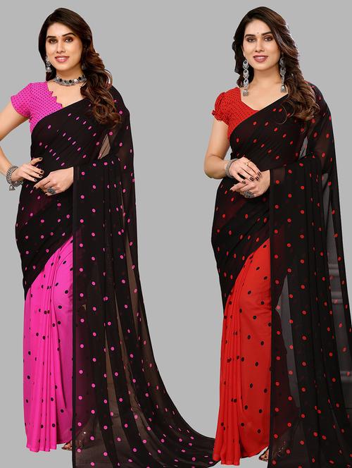 pack of 2 printed casual wear sarees - 21440663 - Very Small Image - 1
