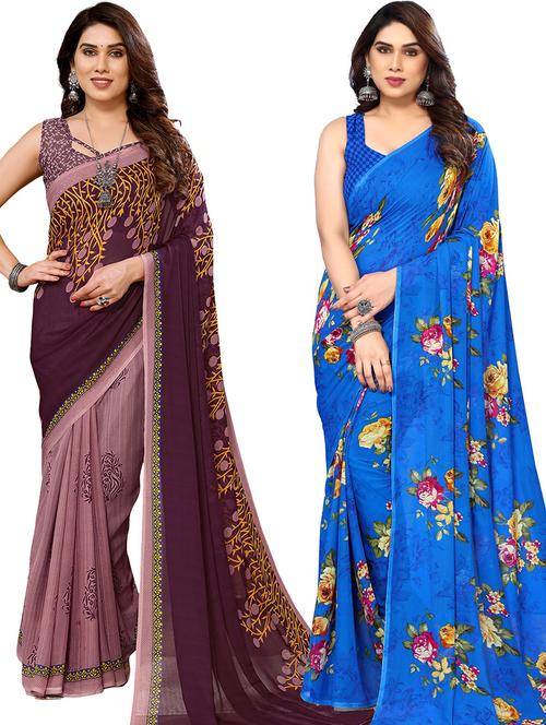 women pack of 2 casual wear sarees - 21440673 - Very Small Image - 1