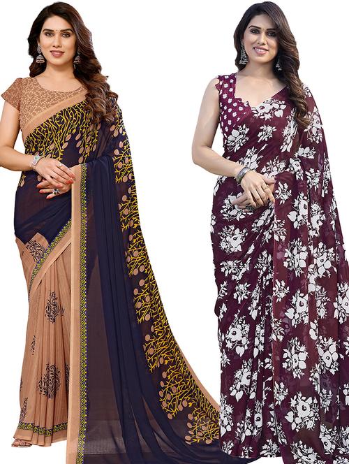 women pack of 2 printed casual sarees - 21440677 - Very Small Image - 1