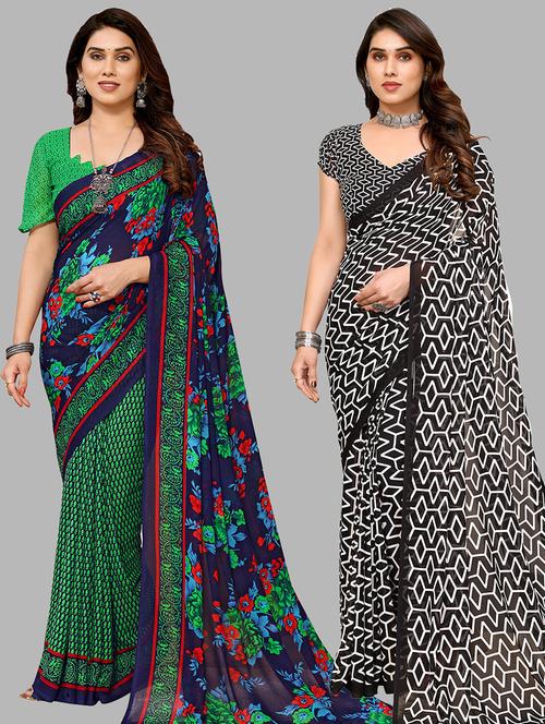 pack of 2 casual wear combo sarees with blouse - 21440688 - Very Small Image - 1