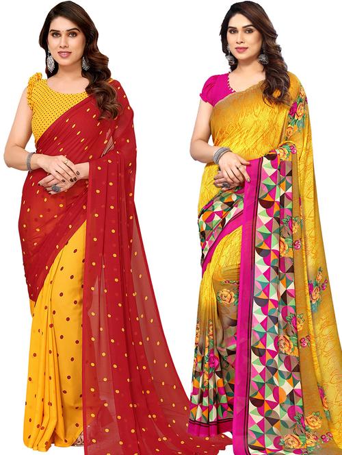 women pack of 2 casual wear sarees with blouse - 21440694 - Very Small Image - 1